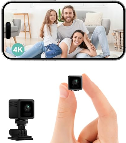 EKJANEPE Mini-Kamera, 4K HD WLAN Überwachungskamera Innen Für Live Übertragung Handy APP, Kleine WiFi Camera Nachtsichtkamera mit Bewegungsmelder, Cloud-Speicherplat für Heim Videoüberwachung