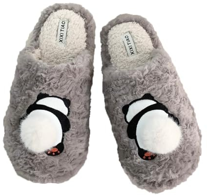 SJTJSPX Pantoufles Motif Panda,Chaussons Femmes Hommes Hiver,Chaussons Antidérapant Semelle,Accueil Chaussures,Maison Chaussures Peluche Chauds Intérieure Extérieur,Slippers Mixte Adulte