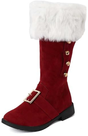 Generisch Botines altos hasta la pantorrilla con tacón para una moda de invierno elegante en forma cómoda de deslizamiento, ideal para viajes de vacaciones, ocasiones festivas, Vino, 45 EU