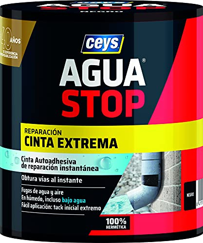 ceys - Cinta extrema Instantanea - Agua Stop - Cinta Impermeable Autoadhesiva - 100% hermética - Color negro