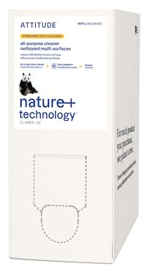 ATTITUDE All-Purpose Cleaner Refill, EWG Verified, Plant-Based & Vegan, Multi-Surface Cleaning Spray, Citrus Zest Scent, 2 Liters