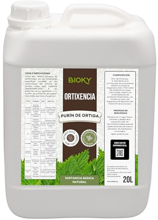 Bioky® Purín de Ortiga Concentrado 20L - Fungicida, Repelente y Fertilizante - Corrector Carencias de Hierro en Plantas (Clorosis Férrica) - Control de Plagas y Hongos - Poder Reverdeciente (20L)