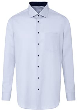Seidensticker Men's Business Shirt - Regular fit - Non-Iron - Kent Collar - Long Sleeve - 100% Cotton