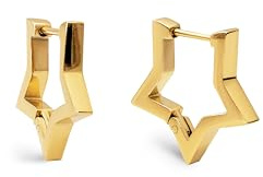 SINGULARU - Pendientes Superstar. Acero Inoxidable con Baño en Oro de 18Kt. Cierre Congo/Click. Joyas para Mujer