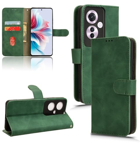 CRAVEN Libro de Cuero Funda para OPPO Reno11 F 5G / Reno 11F 5G, Premium PU/TPU Flip Case Billetera Carcasa con Ranuras para Tarjetas y Soporte Plegable.Verde