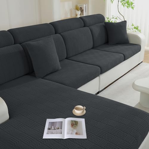 Ystyle Elastiskt Sofföverdrag, Kuddöverdrag, Stretch Sofföverdrag För Pet Soff Halkskydd Möbelöverdrag Maskintvättbar, Avtagbar Halkskydd Kuddfodral (Chaiselongue, Mörkgrå)