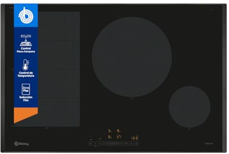Balay - Placa de Inducción, 80 cm de ancho, 2 zonas + zona Flex l Lanzamiento 2024, 11 Niveles, Zona de 28 cm, Zona FlexInducción, Negro, 3EB989LH