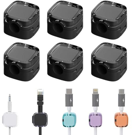 Enitmor 6 Stück Magnetische Kabel Clips, 2024 Neue Ladekabel Magnetische Kabel Organizer Lagerung Halter, Kabelhalter Selbstklebend, Kabel Organizer Selbstklebend für Schreibtisch (Schwarz)