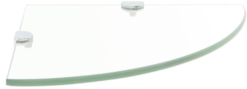 Tomostar Étagère d'angle en Verre Trempé, Étagère Salle de Bain Murale ave Supports chromés Verre Transparent 25 x 25 cm