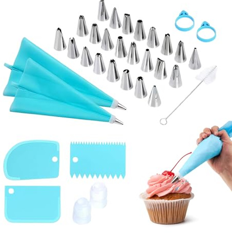 Kit di tubazioni per glassare – Riutilizzabili e lavabili, set di sacchetti per glassa e beccucci | per caramelle, pasticceria, torta, cupcake e biscotti