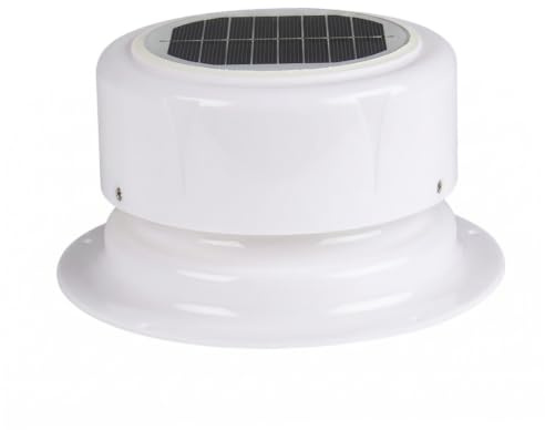 Tsawntd Ventilateur de toit pour camping-car, ventilation de toit solaire sans fil, ventilateur d'extraction silencieux à 5 pales pour caravanes, bateaux, camping, marine - Blanc