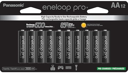Eneloop Panasonic BK-3HCCA12FA pro AA High Capacity Ni-MH Pre-Charged Rechargeable Batteries, 12-Battery Pack