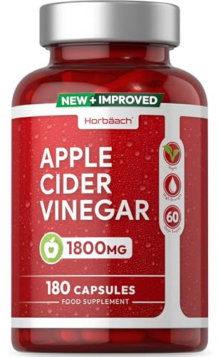 Apple Cider Vinegar Capsules 1800mg | High Strength ACV | 180 Vegan Capsules (Not Tablets) | 60 Day Supply | by Horbaach