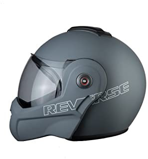 BHR Casco Modulare Moto 807 REVERSE | Casco Moto Integrale Omologato ECE con funzione Flip-Up 180° | Casco Moto Modulare Uomo & Donna con Sgancio Micrometrico | GRIGIO OPACO | S