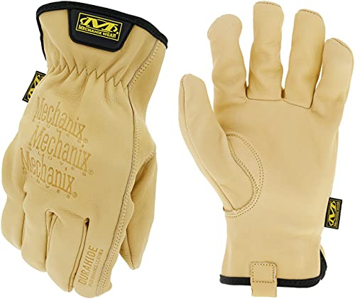 Mechanix Wear Leather Cow Driver - Breathable Leather Driver Gloves for Hand Safety - Elastic Cuff - Comfortable Fit - Water Resistant - Tan - XX-Large
