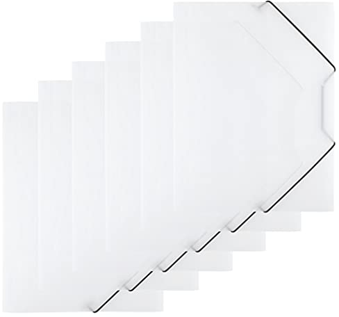 D.RECT 6 Stück Sammelmappe | Postmappe aus Kunststoff/PP mit Gummiband | Gummizugmappe aus plastik für DIN A4 | Transparent