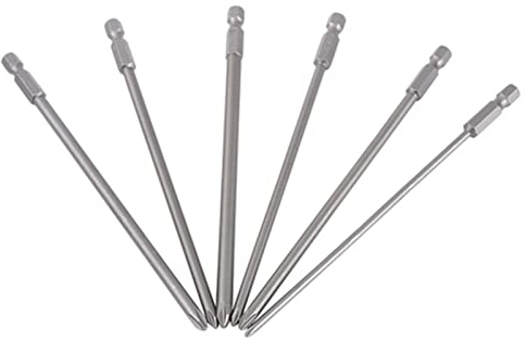 Destornillador largo estrella, Juego de puntas de destornillador magnético, 6 piezas de vástago 1/4 S2 acero 150 mm Juego de puntas de destornillador magnético herramienta de punta cruzada