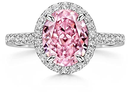 Michooyel S925 2,0 ct oval skuren rosa diamantring förlovning shelo diamant bröllopsring sterling silver fina smycken för kvinnor