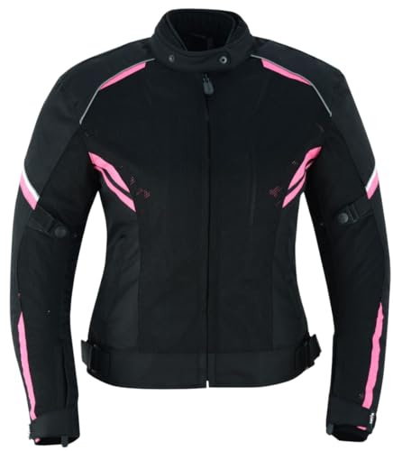 LOVO Giacca rosa traforata tristrato estivo per moto donna, Nero , S