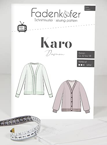Schnittmuster und Nähanleitung - Strickjacke Karo Damen Gr. 32-58