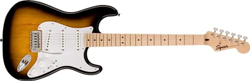 Fender Squier Mini Stratocaster, Guitare Electrique, Rose Coquillage, Guitare Idéale Pour Débutants, Inclus des Cours Virtuels Gratuits sur Fender Play