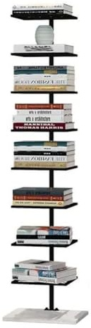 zktoermn Metal Spine Book Tower, 6/8 Tier Floor Type Invisible Bookshelf Corner Suspension Simple Bookcase for Living Room Home Office Study (Color : Black, Size : 35x28x150cm)