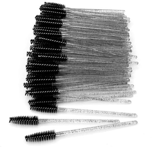 ZOKJSW 50pcs Pennello per Cristallo Ciglia Monouso Scovolino Ciglia Applicatore Mascara Scovolino Monouso Mascara per L'estensione Delle Ciglia Manico in Cristallo