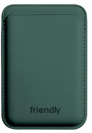 Friendly License - Tarjetero Universal - Hecho de Cuero Sintético - Color Verde Perenne - Compatible con Todos los Modelos de Smartphones - Resistente a Arañazos y Desgaste - Tacto Suave Mate