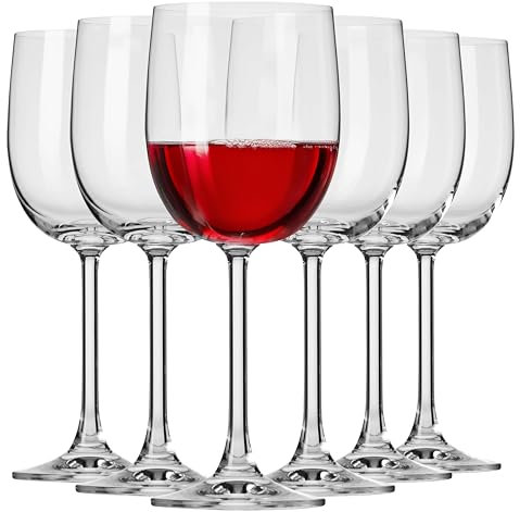 Krosno White & Red Wine Glasses GEMA | Set of 6 | 340 ml | for Home, Restaurant and Parties | Dishwasher Safe | Lead-Free Crystal Glass