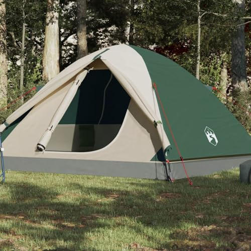 Sufrk Campingtält 6 personer grön 348 x 340 x 190 cm 190T taft, campingtält, pop-up tält familjekupoltält vattentät vindtät, 2-i-1 dubbla lager, förvaringsväska för camping vandring