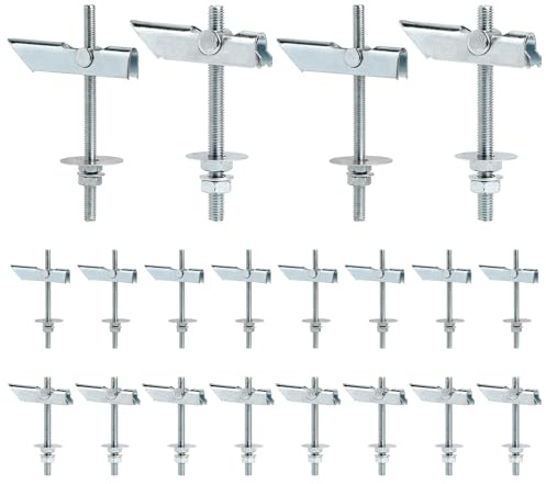 SWAWIS 10pcs M6x100mm y 10pcs M8x100mm Pernos de Palanca Anclajes Taco Basculante de Acero al Carbono Galvanizado para Montaje en Techo o Pared para Colgar Objetos Pesados