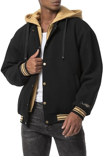 Redbridge Herren College-Jacke mit Kapuze doppelten Verschluss Schwarz M