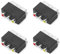 Nicear Adaptador SCART macho a 3 hembra de 4 piezas compatible con TV, DVD, VCR, transmisión de audio y video, compacto y duradero, color negro.