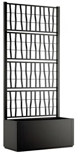 COSE DA CASA Fioriera alta cm 175 con vaso largo cm 80 Spalliera Grigliata separe' Grafite rampicante modulabile e componibile per Esterni Giardini Terrazze separatore ambienti locali commerciali