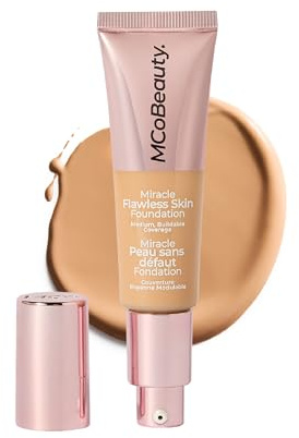 MCoBeauty - Miracle Flawless Skin Liquid Foundation - Nude Beige Shade - Buildable Dewy-Finish Formula with Hyaluronic Acid, Coconut Water and Rose Flower Water - Beauty Products