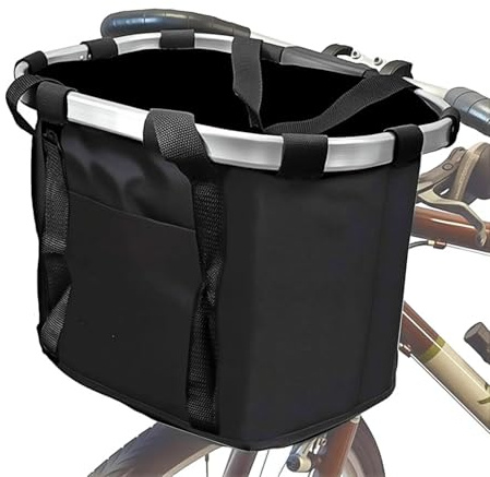YAOBVIS Bike Basket, Folding Front Quick Release Bicycle Basket, Multi-Purpose Bicycle Handlebar Basket, Easy Install Small Pet Carrier for Shopping, Commuter, Camping and Outdoor