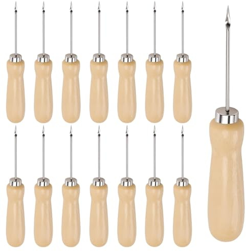 JIAYUET 15PCS Round Woodworking Scratch Awl 160mm, Professional Marking Tool for Fine Woodworking, Handicrafts