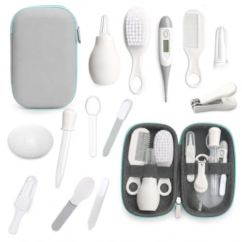23 Accessoires en 1,Trousse de soins bébé naissance complète avec Thermometre,peigne,coupe‑ongles,aspirateur nasal et d’autres accessoires, kit de soin essentiel pour nouveau‑né filles & garçons