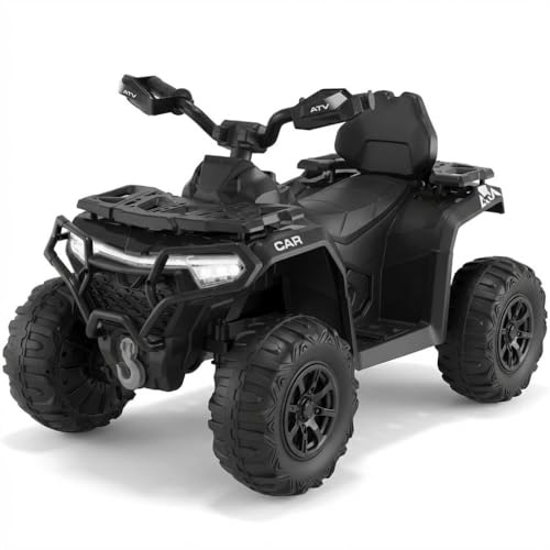 Quad électrique Enfant 12V Tout-Terrain – 2 Moteurs Puissants, Suspension, Télécommande Parentale, Phares LED, Musique, Sans Fil, USB, Klaxon, Drapeau LED – Véhicule ATV 4 Roues Pour Filles Et Garçons