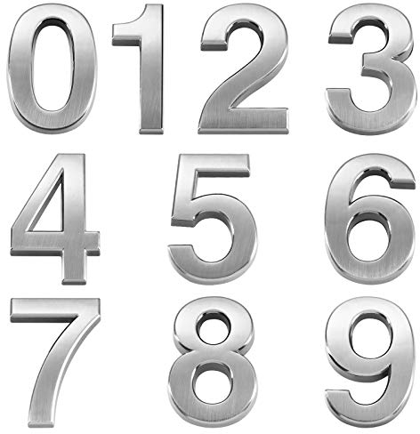 Vosarea Schilder mit Ziffern, modernes Design, 10 Stück, geeignet als Hausnummer für Haus, Hotel, Adressschild, selbstklebend (Zahlen von 0-9)