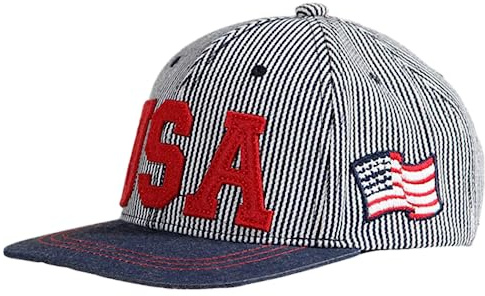 Toddler-Striped-Baseball-Hat American-Flag Snapback Hat Boys Cotton Sun Hat (Blue, 2-6Years)