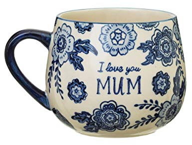 Sass & Belle Blue Willow Mum Mug – I Love You Mum Floral Coffee Tea Mug Gift for Her – Ceramic Cup for Mother's Day, Birthday, or Everyday Thoughtful Moments