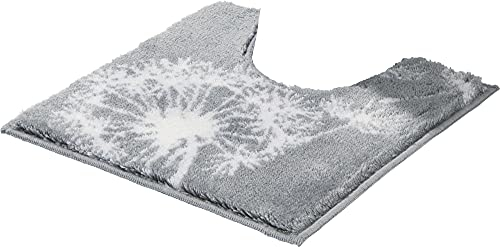 Erwin Müller WC-Umrandung Pusteblume Prasonisi grau Größe 50x50 cm - rutschhemmend, flauschig weich, für Fußbodenheizung geeignet