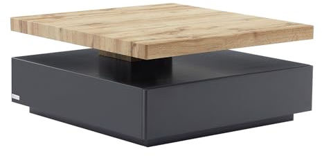 Vente-unique Couchtisch mit drehbarer Tischplatte - MDF - Anthrazit & Eichefarben - Kyria