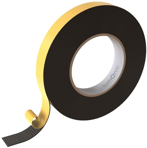 Lumonic 10m EPDM Bande d'étanchéité autocollante 20mm x 1mm I Bande pour fenêtres et portes I Joint de fenêtre porte caoutchouc pour protection contre le froid
