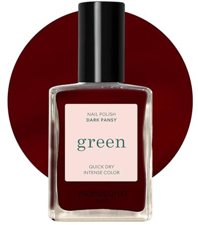 Manucurist - Green Dark Pansy - Burgundy Nail Polish - Natural Classic Nail Polish 9-Free - Vegan and Plant-Based - Manicure & Nails Care - 15 ml