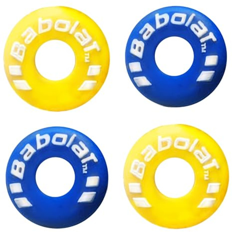 XIXILINRUIYUN 4-delad gummidäcksform vibrationsdämpare hållbar tennisracket stötdämpare mjukt tennistillbehör bra för tennisspelare (blå och gul)