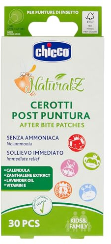 Chicco Tiritas Pospicaduras, Parches contra el picor de las picaduras de insectos, sin amoníaco, con caléndula, aptas para niños, 3 años +, Acción calmante y refrescante