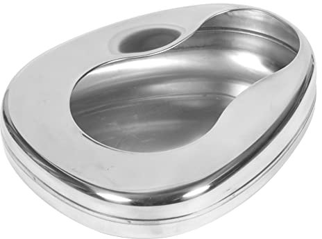 COLLBATH 1pezzi Padella Per Letto in Acciaio Inossidabile Per Anziani Allettati Orinatoio Sicuro e Pratico Con Maniglia Per Ospedali e Casa Adatta Per Tutte Le Uso Lungo Termine