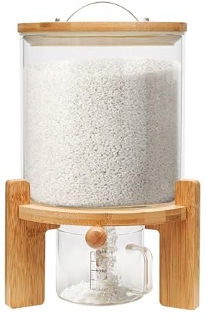 Flingdispenser Ris Glasflaskbehållare Risdispenser Spannmålsbehållare Förvaring Av Mjöl Och Spannmål För Köksförvaring Livsmedelsdispenser(7.5L)